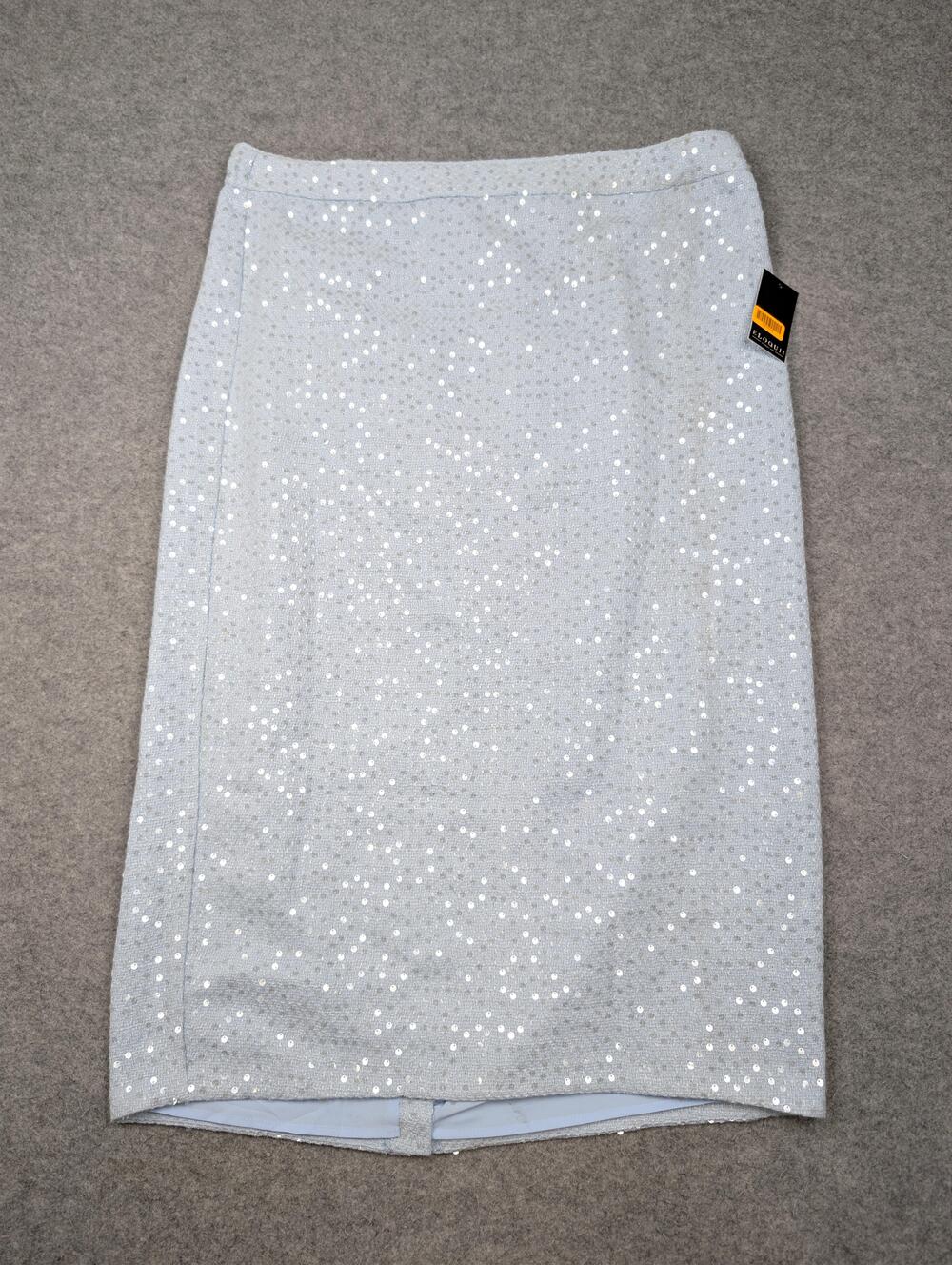 Eloquii Skirt Womens 16 Blue Sequin Tweed Midi Pencil Lined Party Cocktail